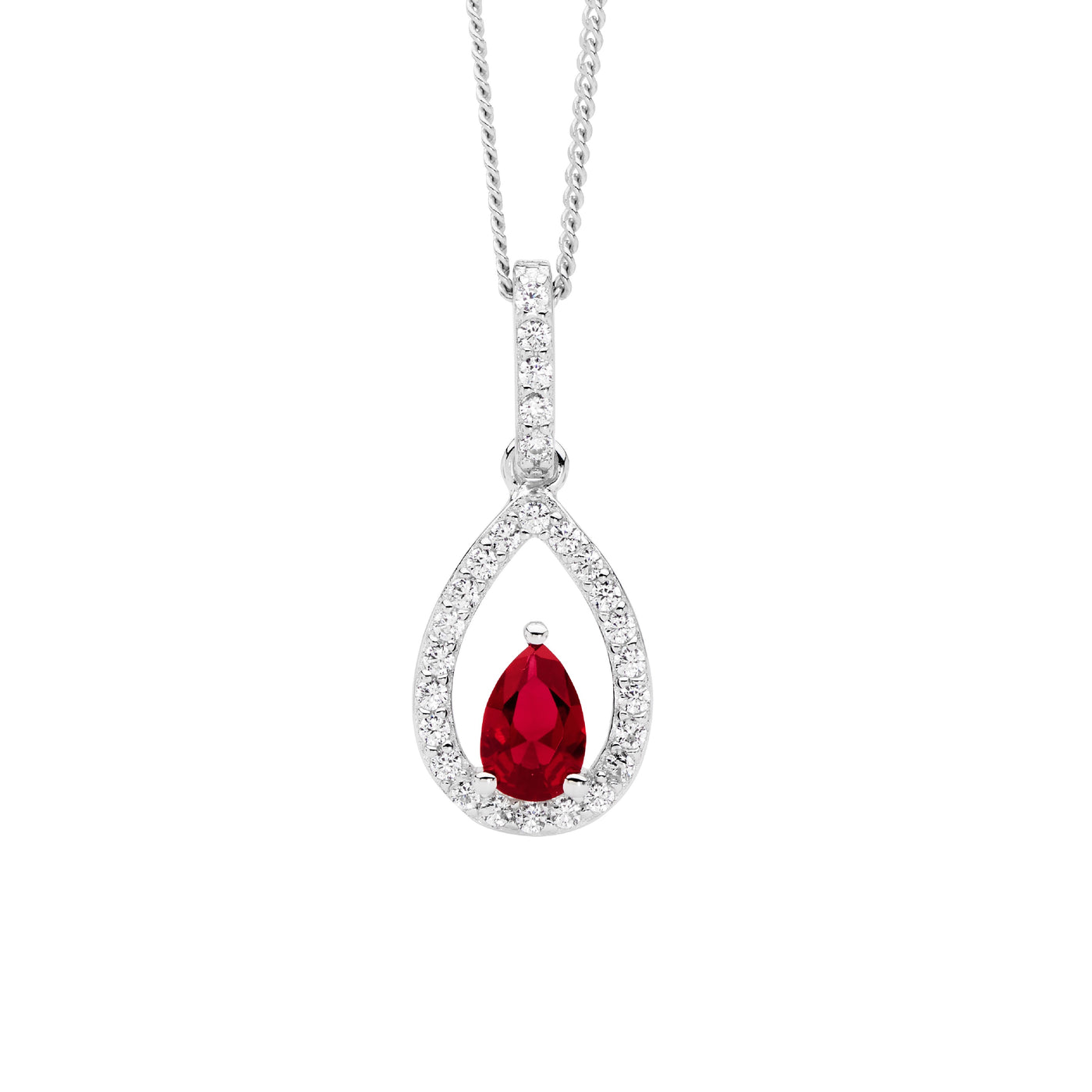 Ellani Elegant Drop Necklace - red