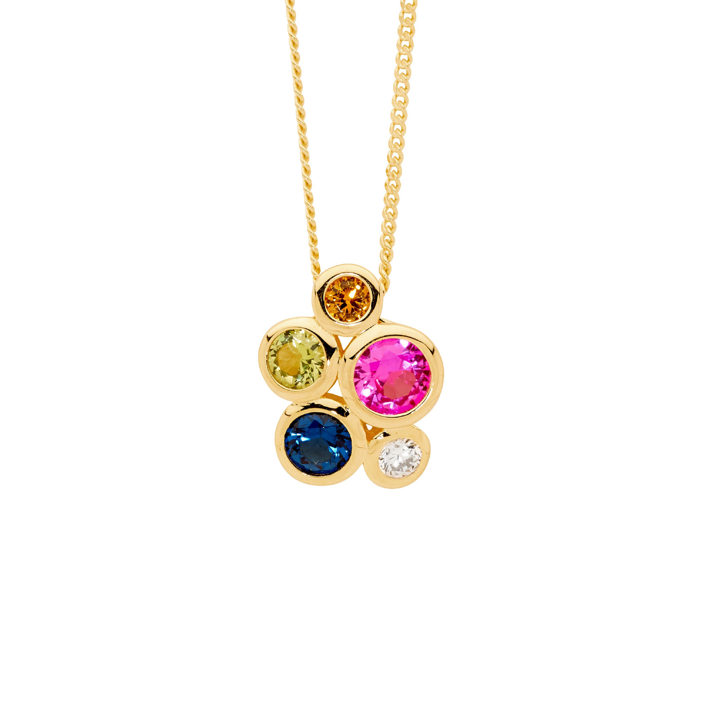 Bubble Necklace Multi colour - Gold tone
