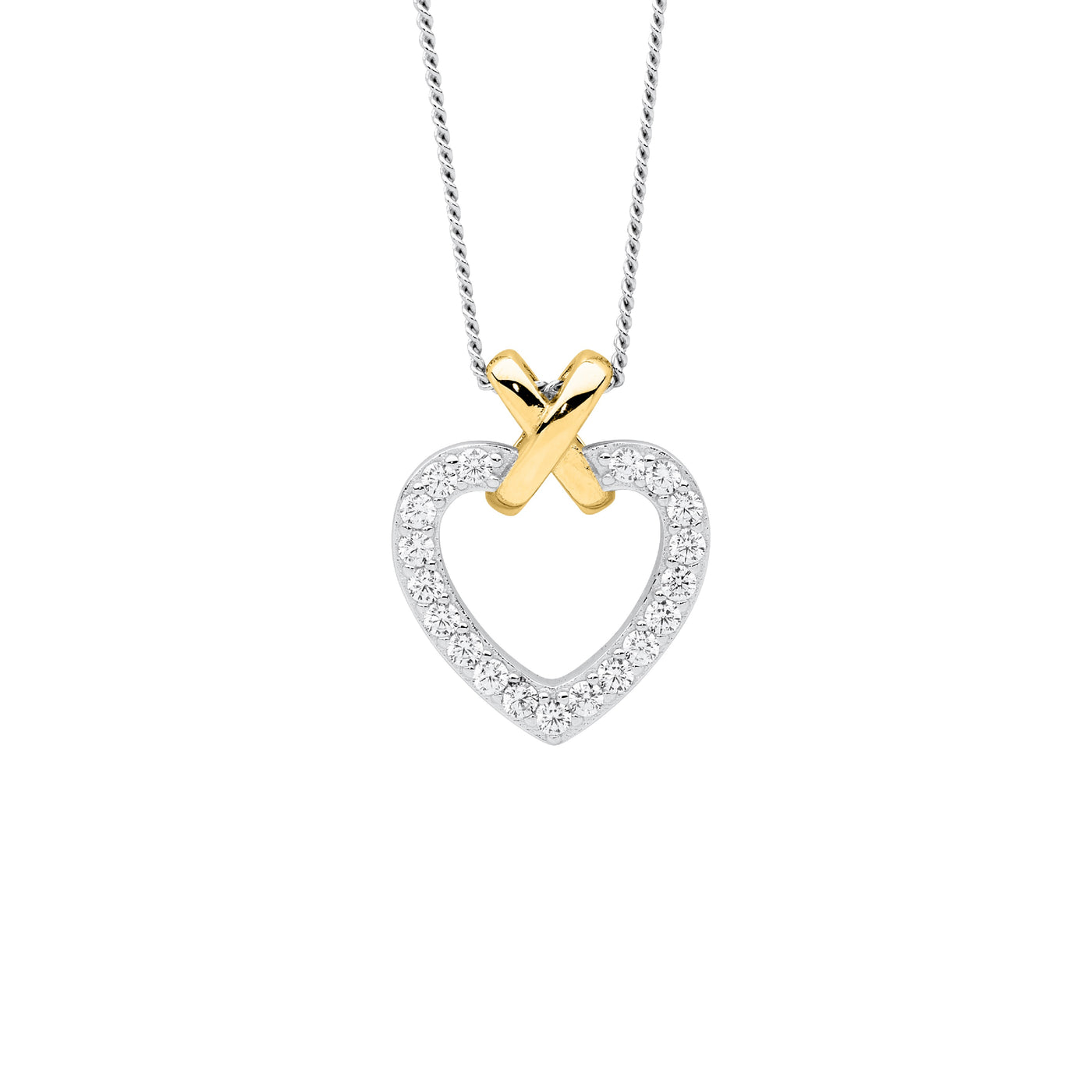Sterling Silver Heart Necklet - gold tone