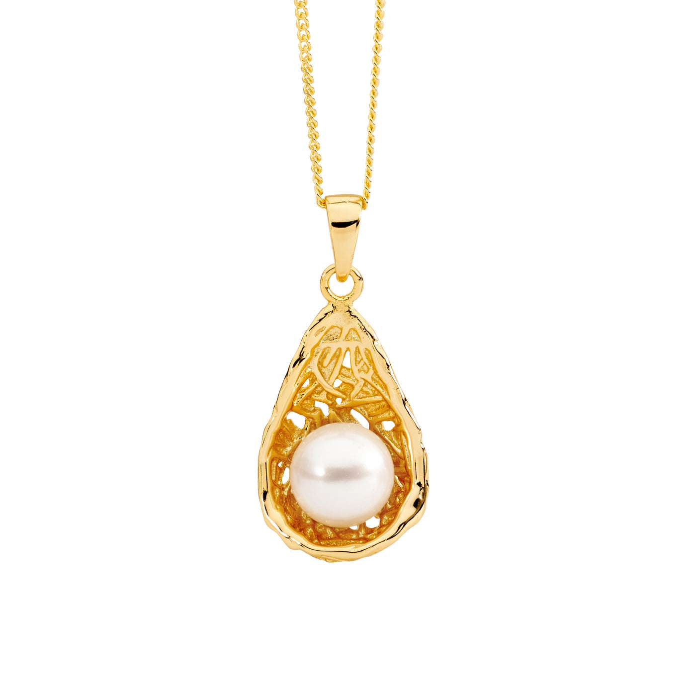 Pearl nest pendant necklace - Goldstone