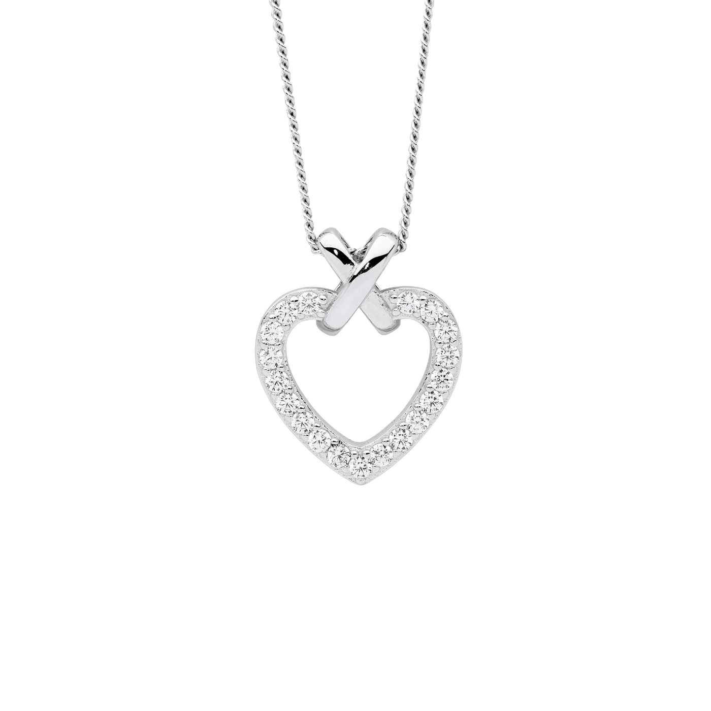 Silver Zirconia Heart Necklet