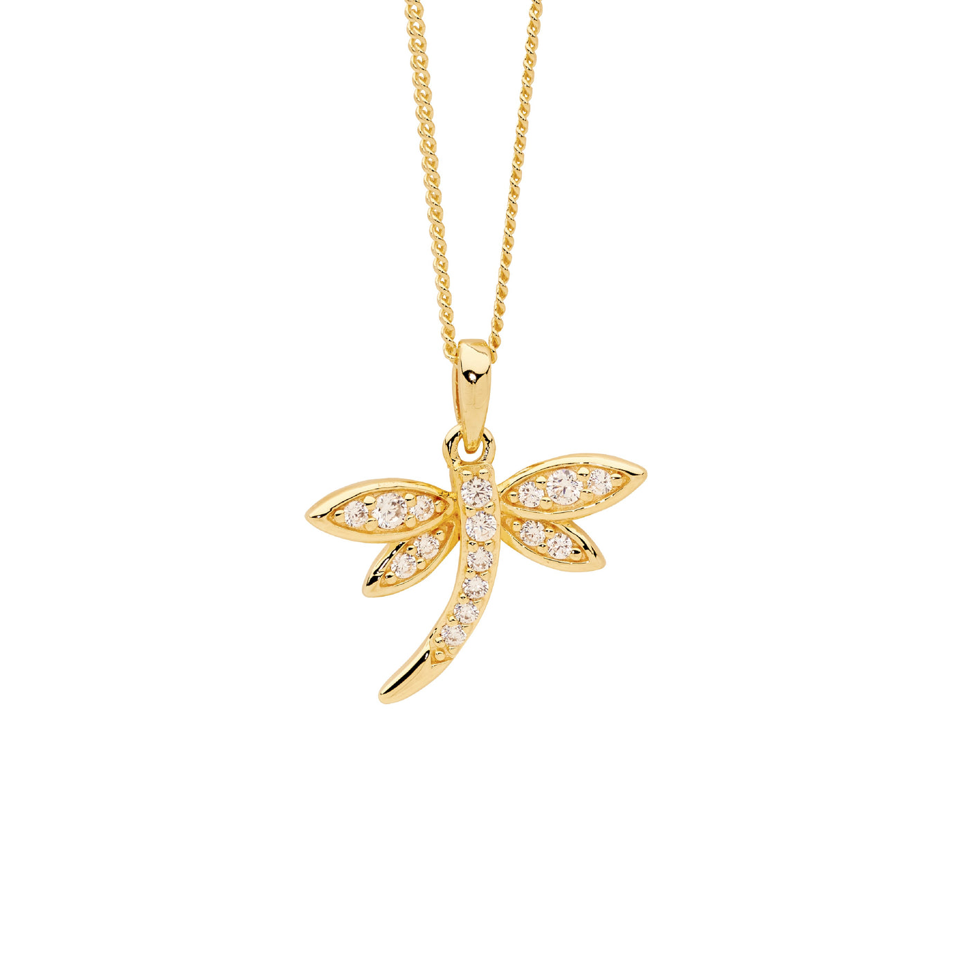 Dragonfly Necklace - gold tone