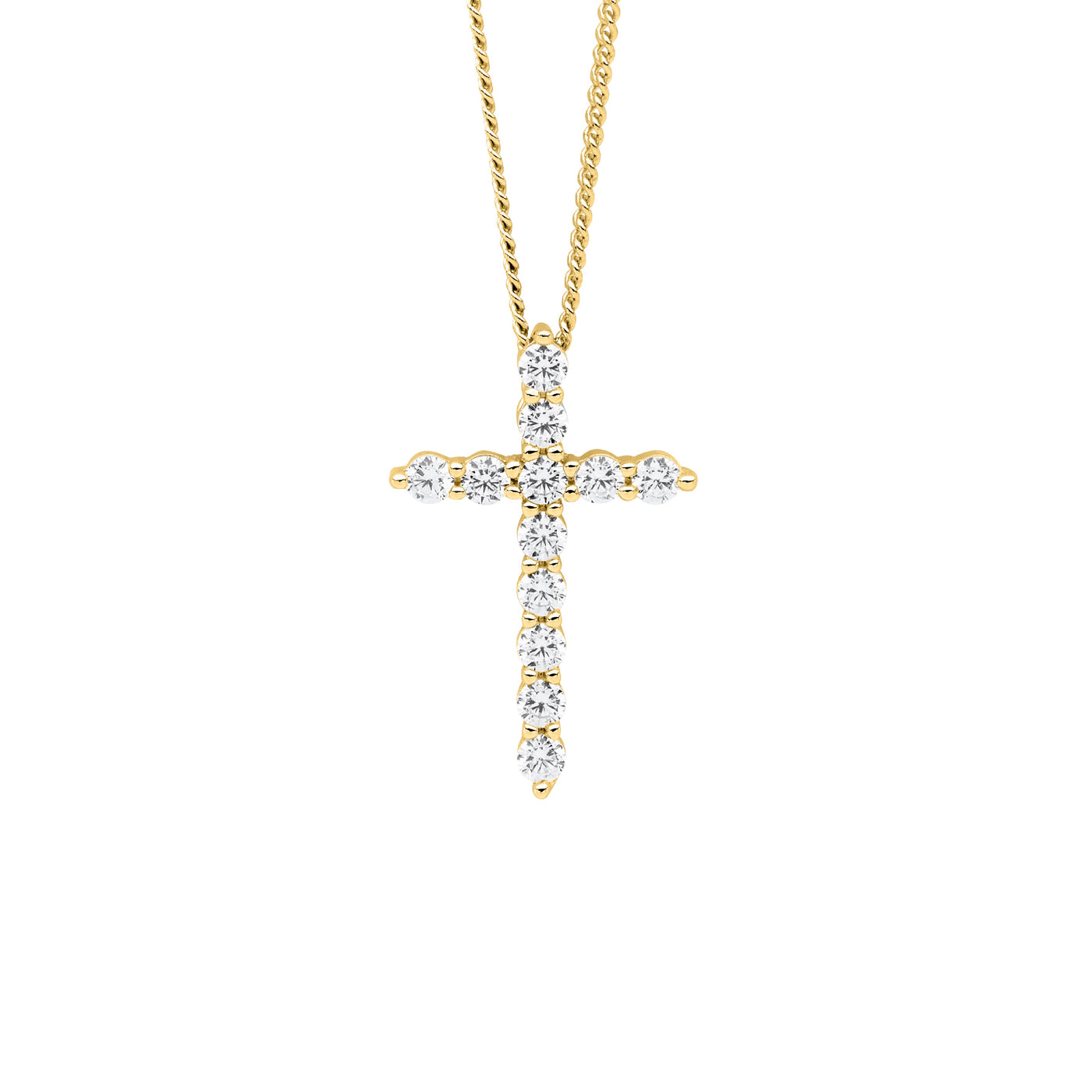 Stone set Cross  Necklace - gold tone