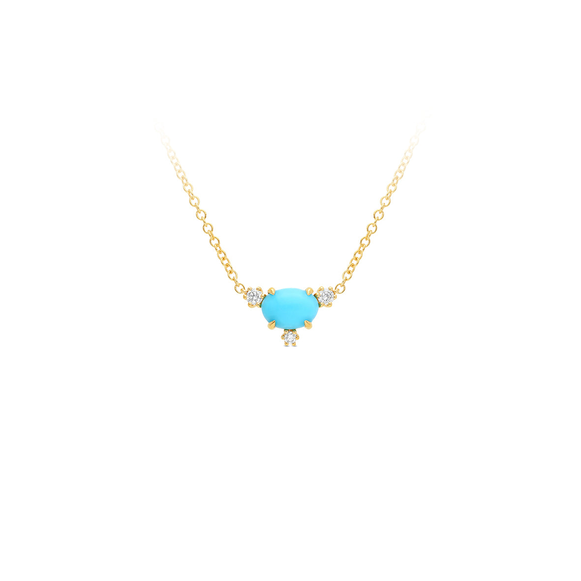 9K Yellow Gold Turquoise & Lab Grown Diamond Necklet