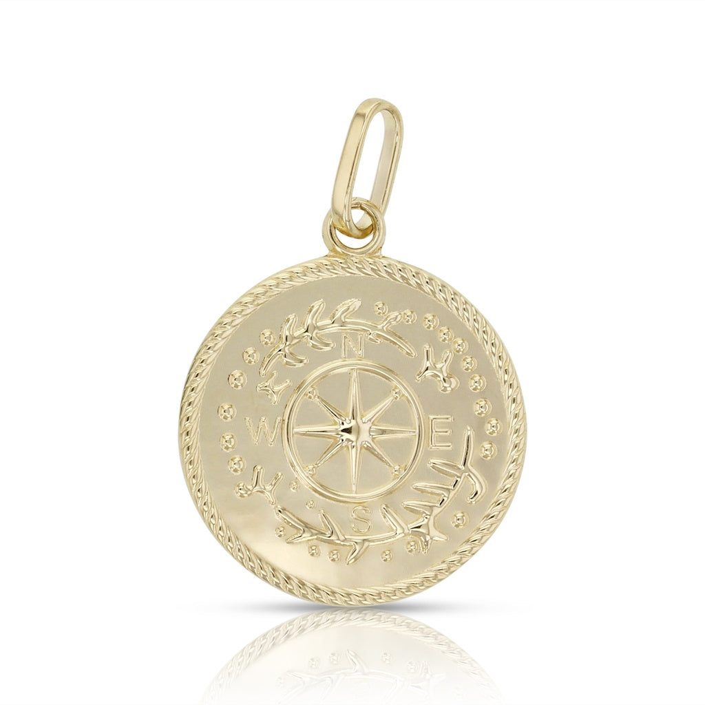9K Compass Disc Pendant