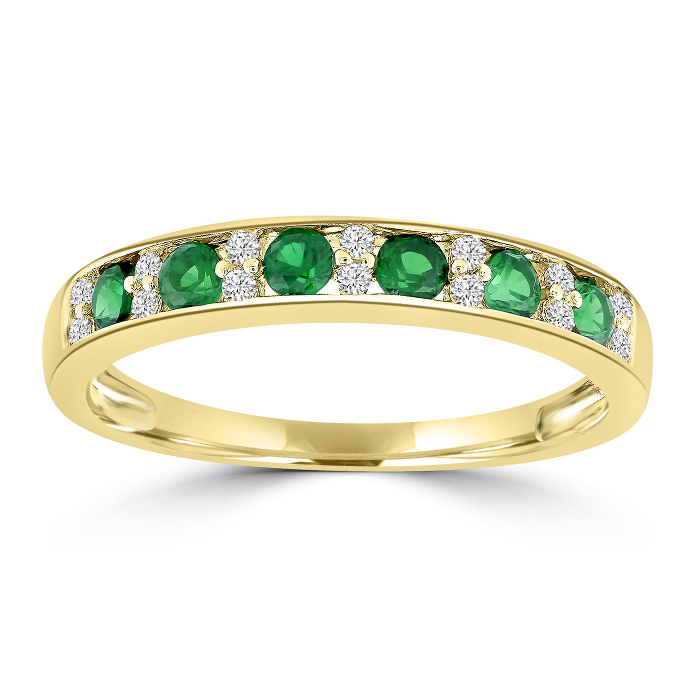 9K Emerald Diamond Anniversary Ring