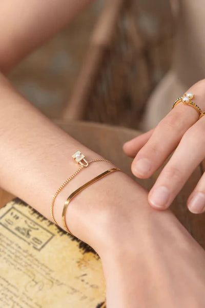 Gold Gem Pearl Adjustable Wrap Ring