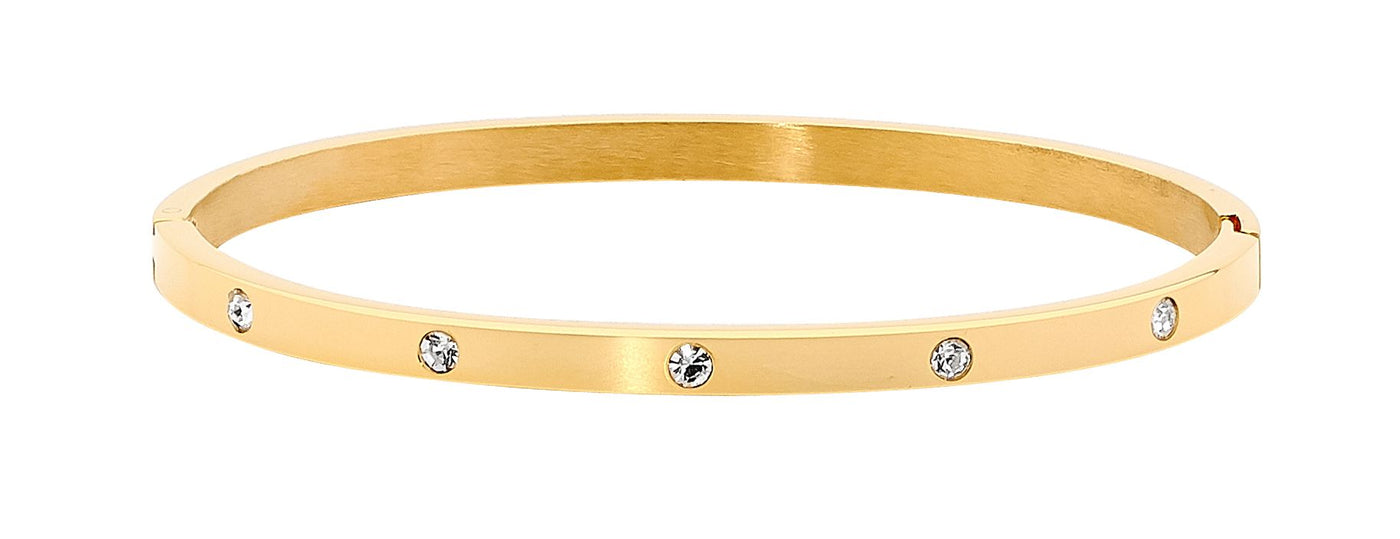 Stainless Steel Gold Plated CZ Bangle