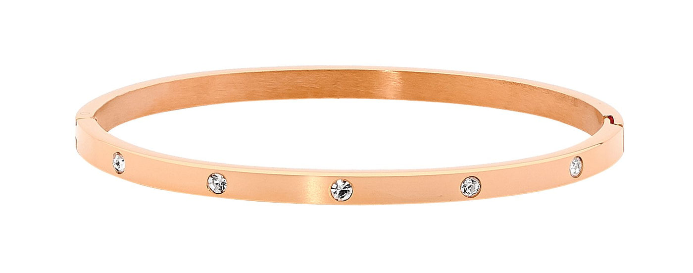 Stainless Steel Rose Gold Plated CZ Bangle