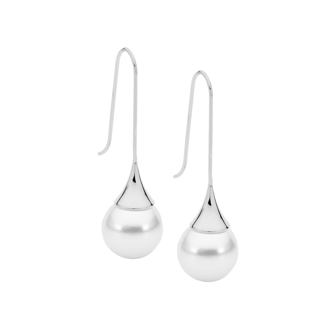Stainless Steel Shell Pearl Drop Earrings