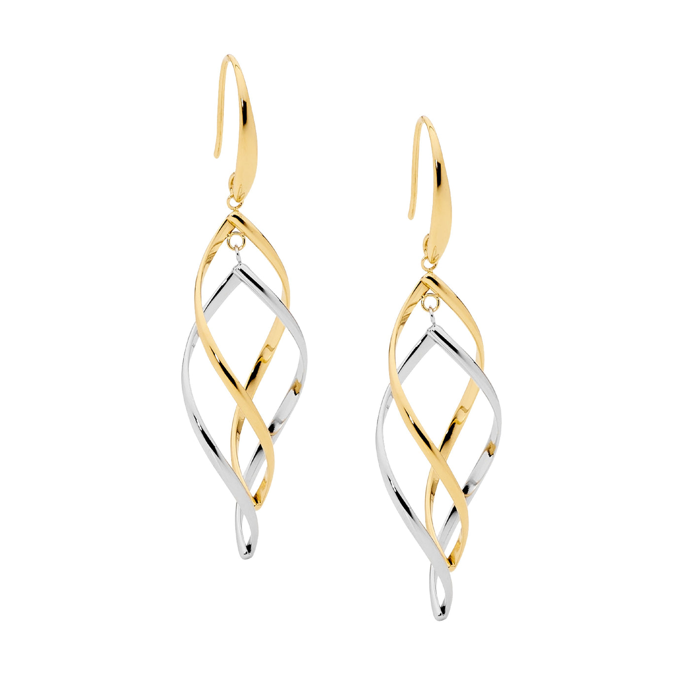 Steel Two-Tone Twist Earrings