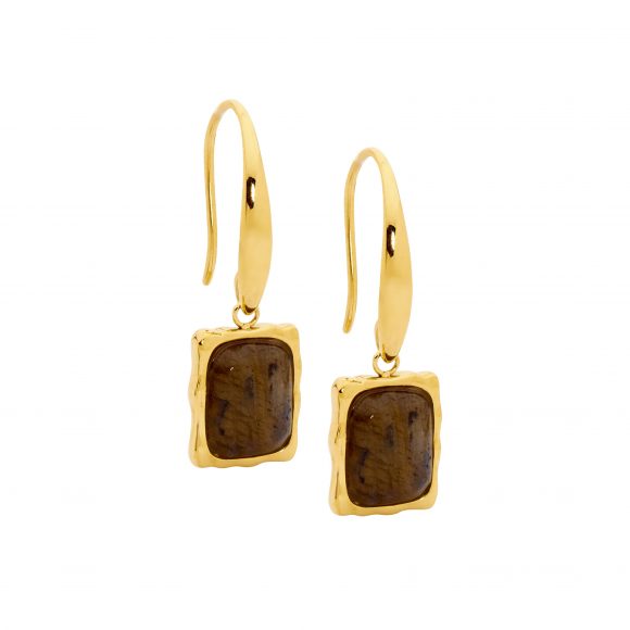 Labradorite Drop Earrings - gold tone