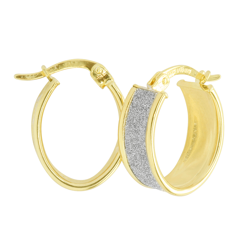 9K YELLOW GOLD SILVER FILLED GLITTER HOOP