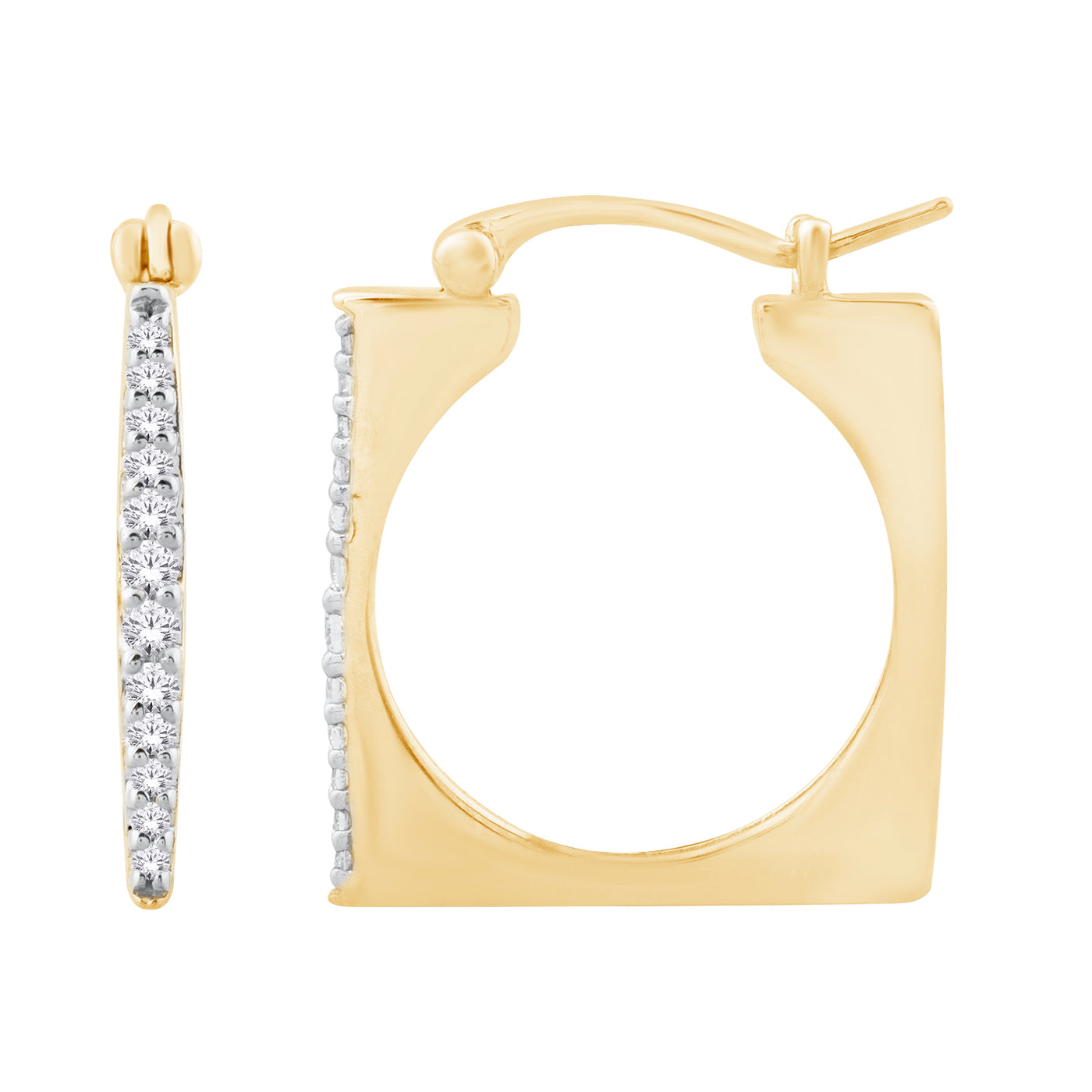 10K Diamond Fancy Square Hoop