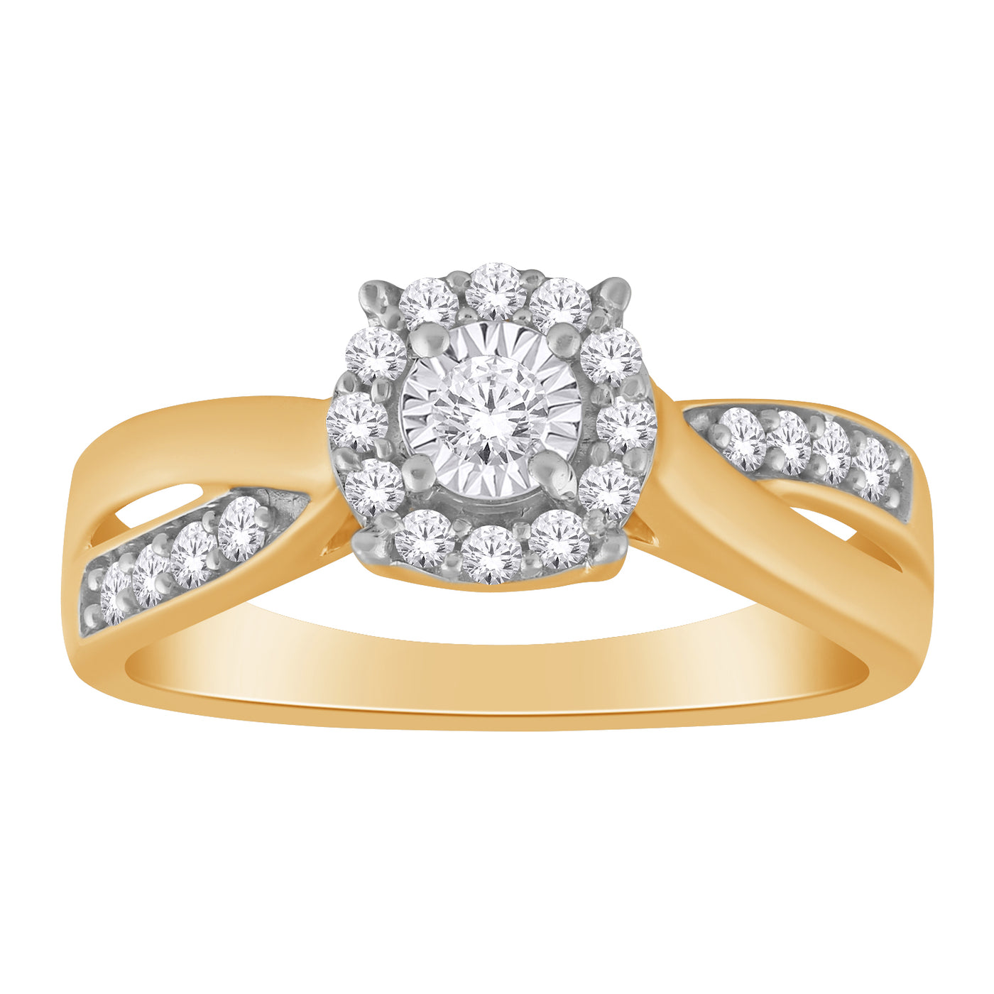 10K Diamond Halo Cluster Ring