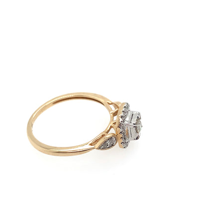 10K Diamond Vintage Flair Ring