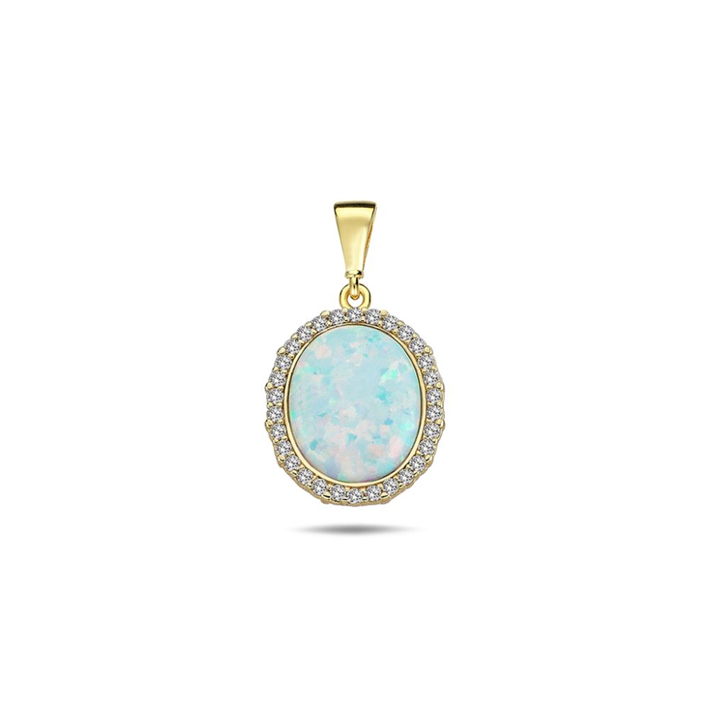 9K Synthetic Opal Pendant