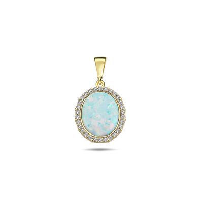 9K Synthetic Opal Pendant