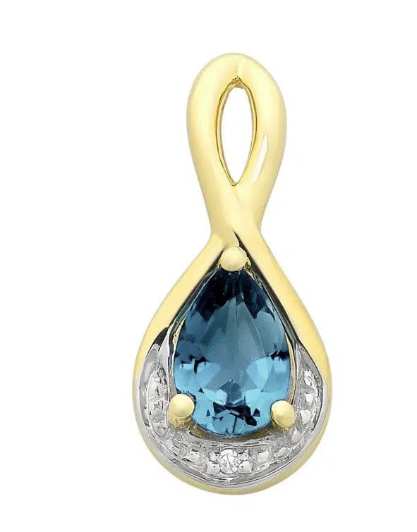 Blue Topaz & Diamond Pendant