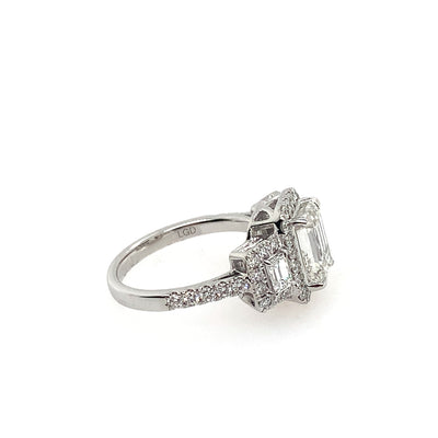 14K Lab Grown 3 carat Trilogy Ring