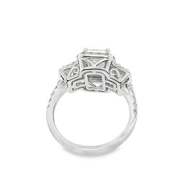 14K Lab Grown 3 carat Trilogy Ring