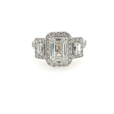 14K Lab Grown 3 carat Trilogy Ring