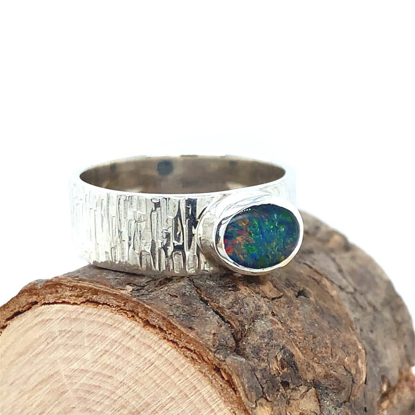 Opal Bark Ring