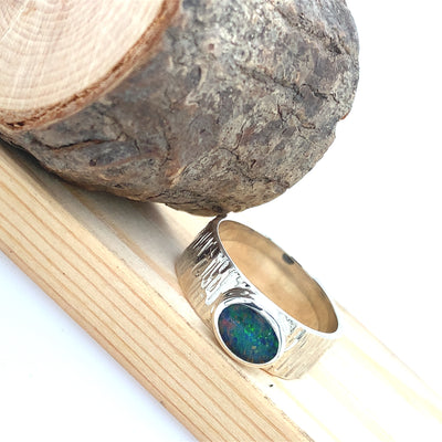 Opal Bark Ring