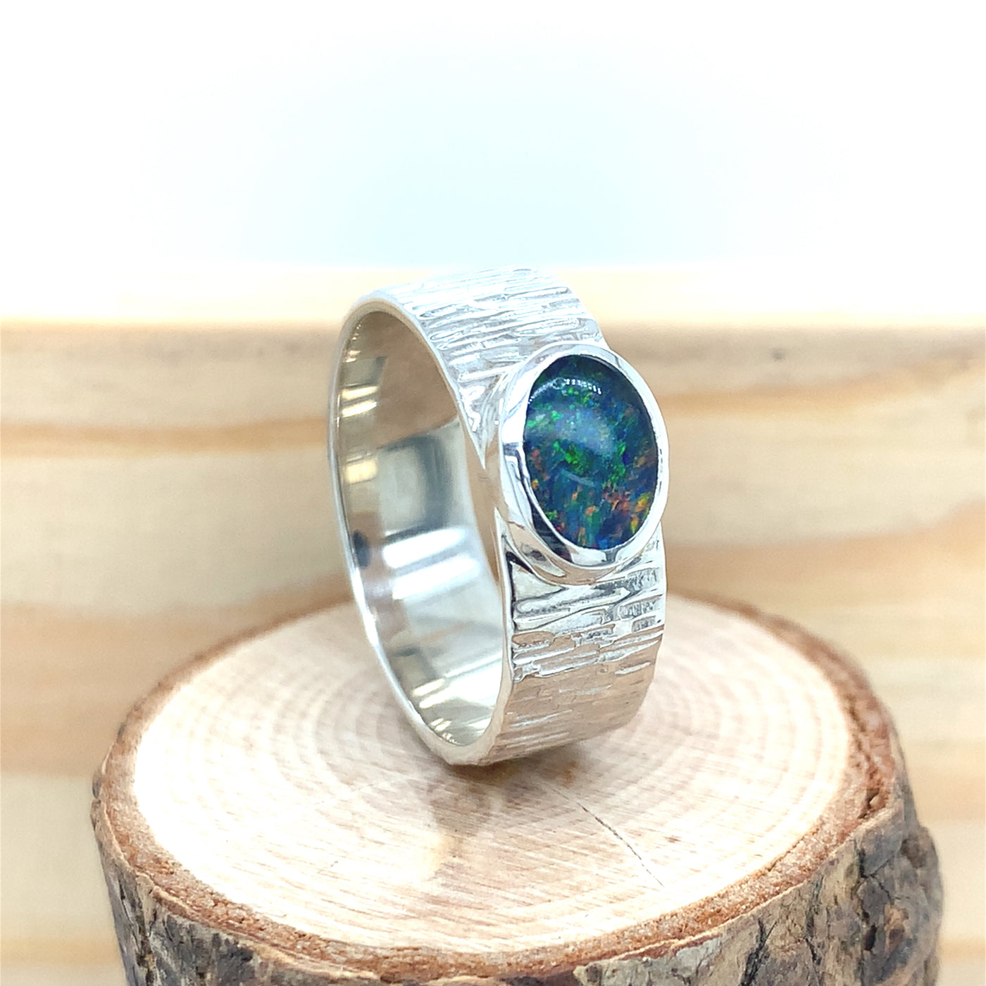 Opal Bark Ring