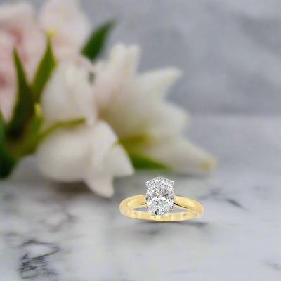 14K LAB GROWN DIAMOND OVAL 1 CARAT ENGAGEMENT RING