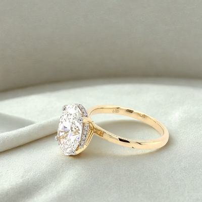 14k 3carat Oval Lab-Grown Solitaire Ring