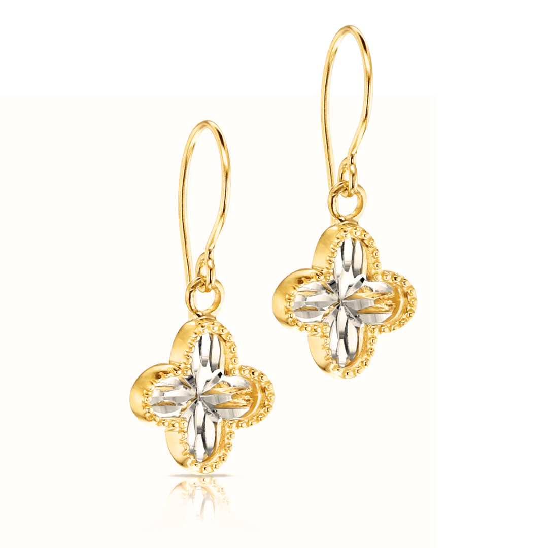 9K Clover Drop Earring
