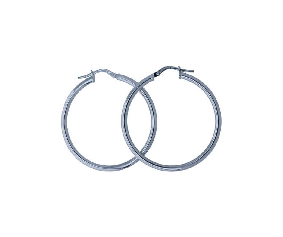 9K WHITE GOLD SILVER FILLED HOOP EARRINGS