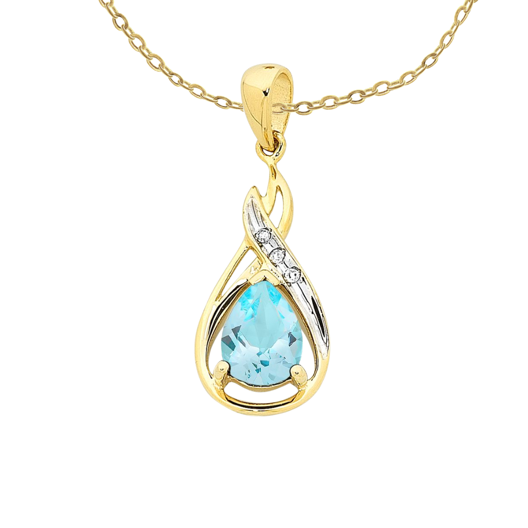 9K Blue Topaz Pendant
