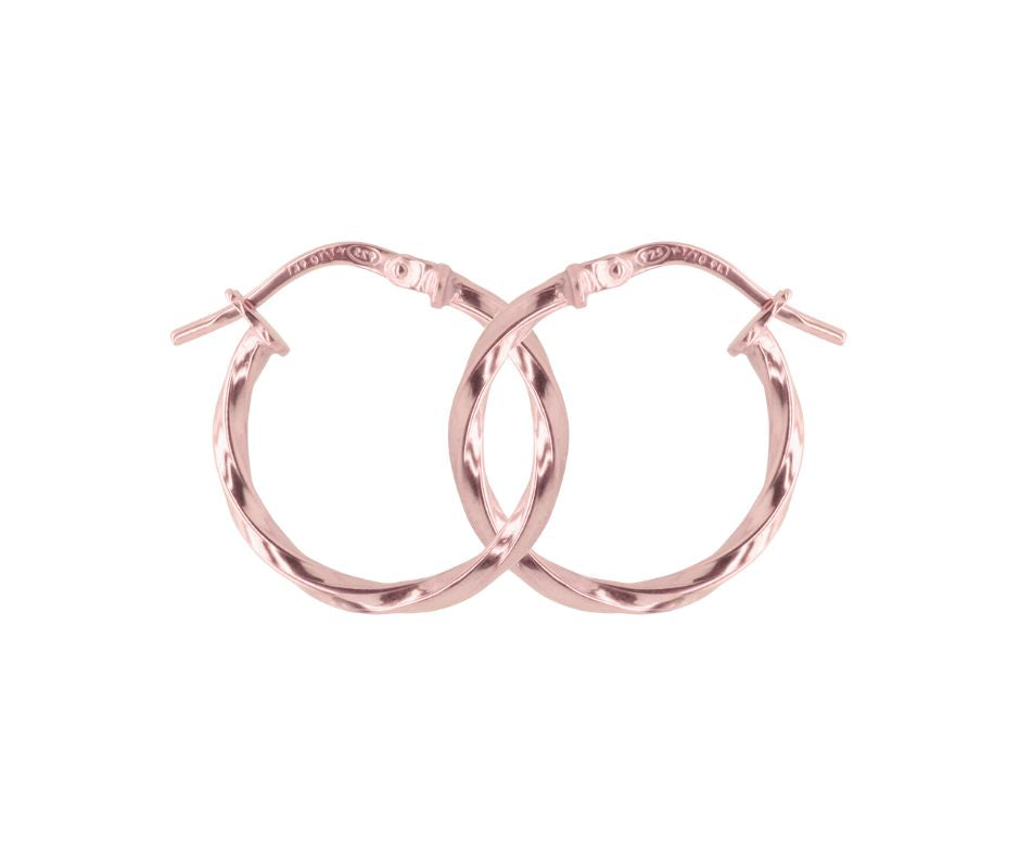 9K ROSE GOLD SILVER FILLED TWIST EARRINGS