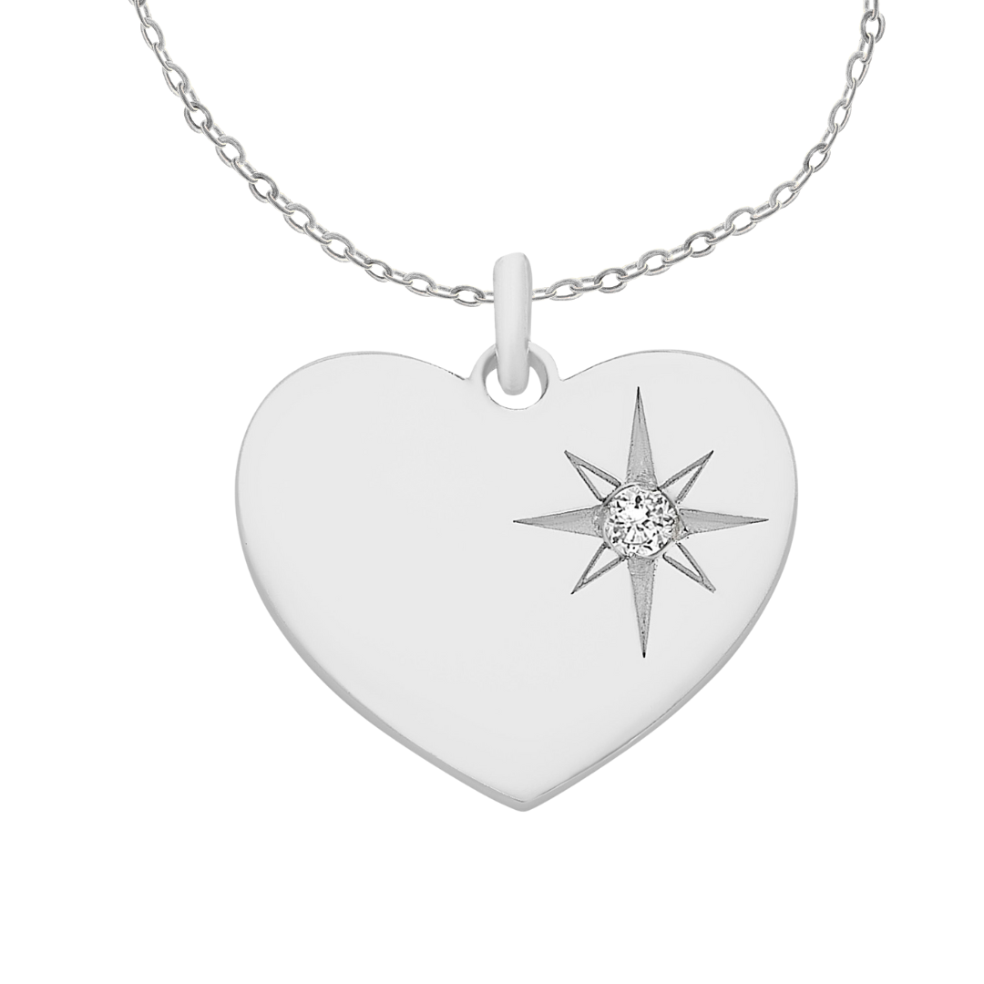 Silver Diamond Heart Necklet