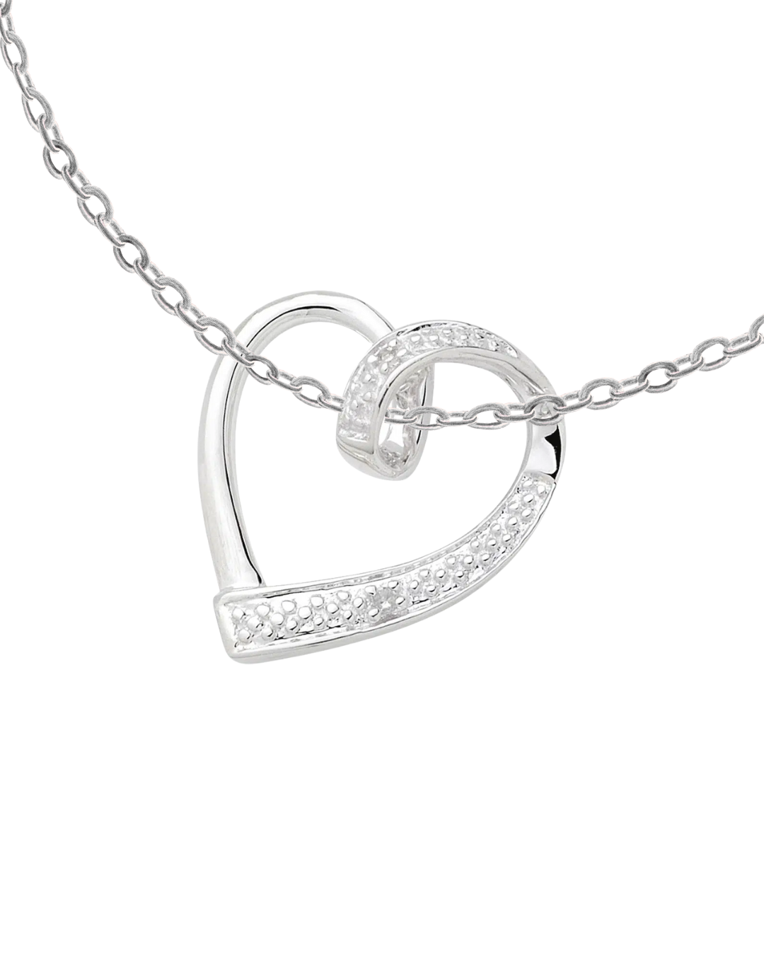 Sterling Silver Diamond heart Necklace