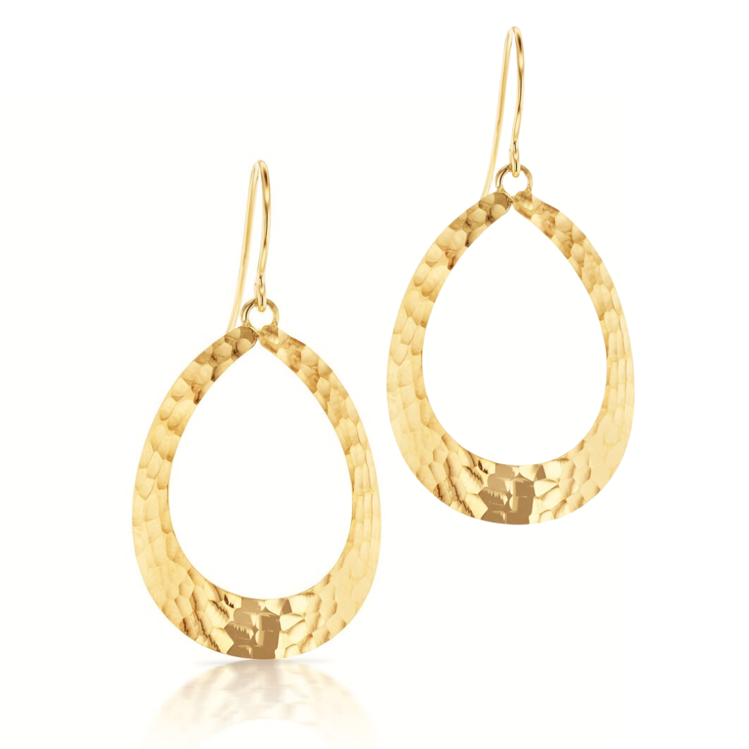 9K Hammered Drop Earrings