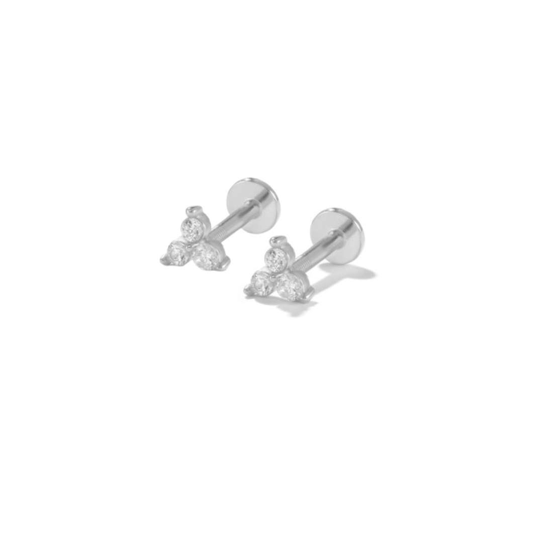 Trio Flatback Zirconia Earring PAIR