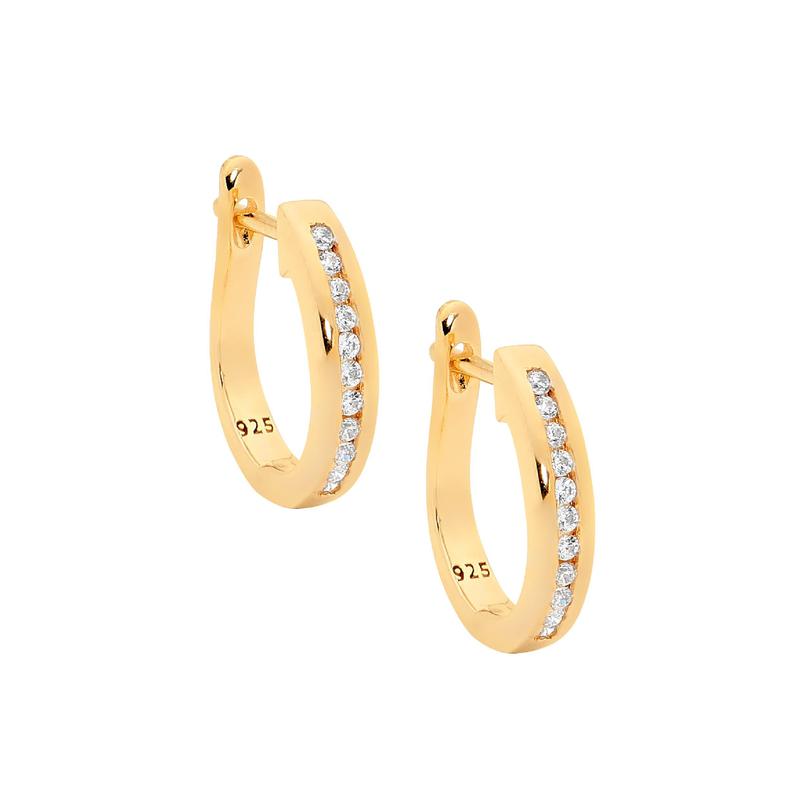 Gold tone Zirconia Huggie Earrings