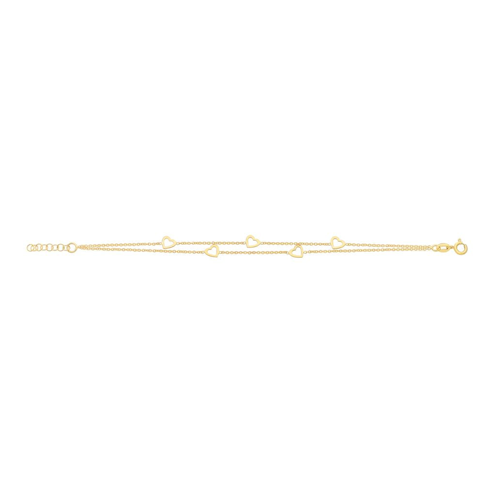 Two Row Heart Bracelet - Gold Plated