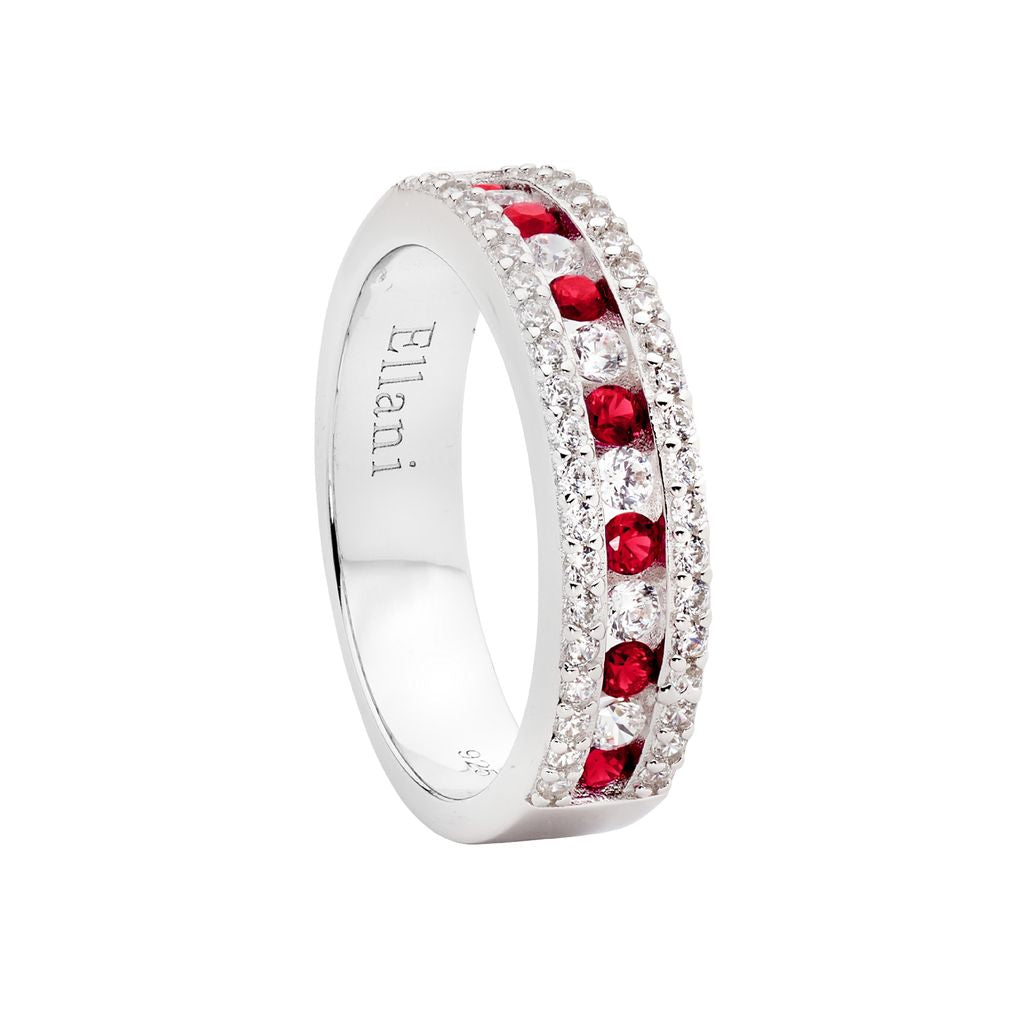 Ellani Anniversary Ring - red CZ