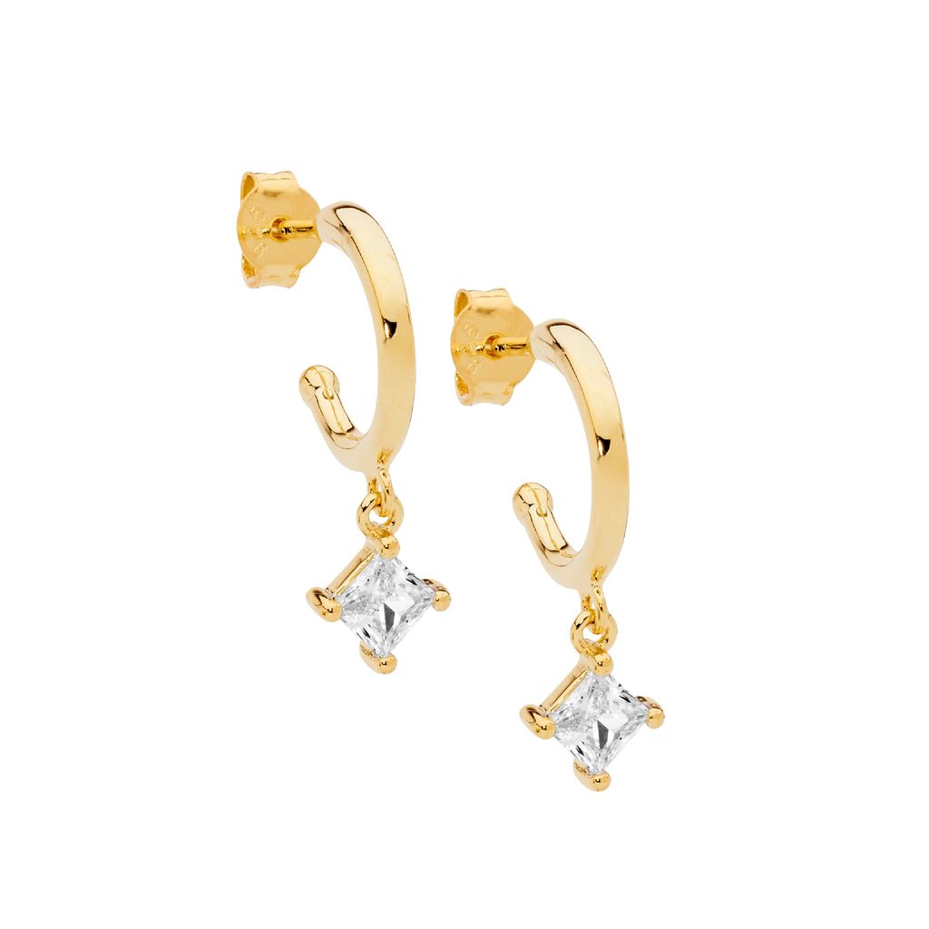 Ellani Hanging Gem Earring- goldtone