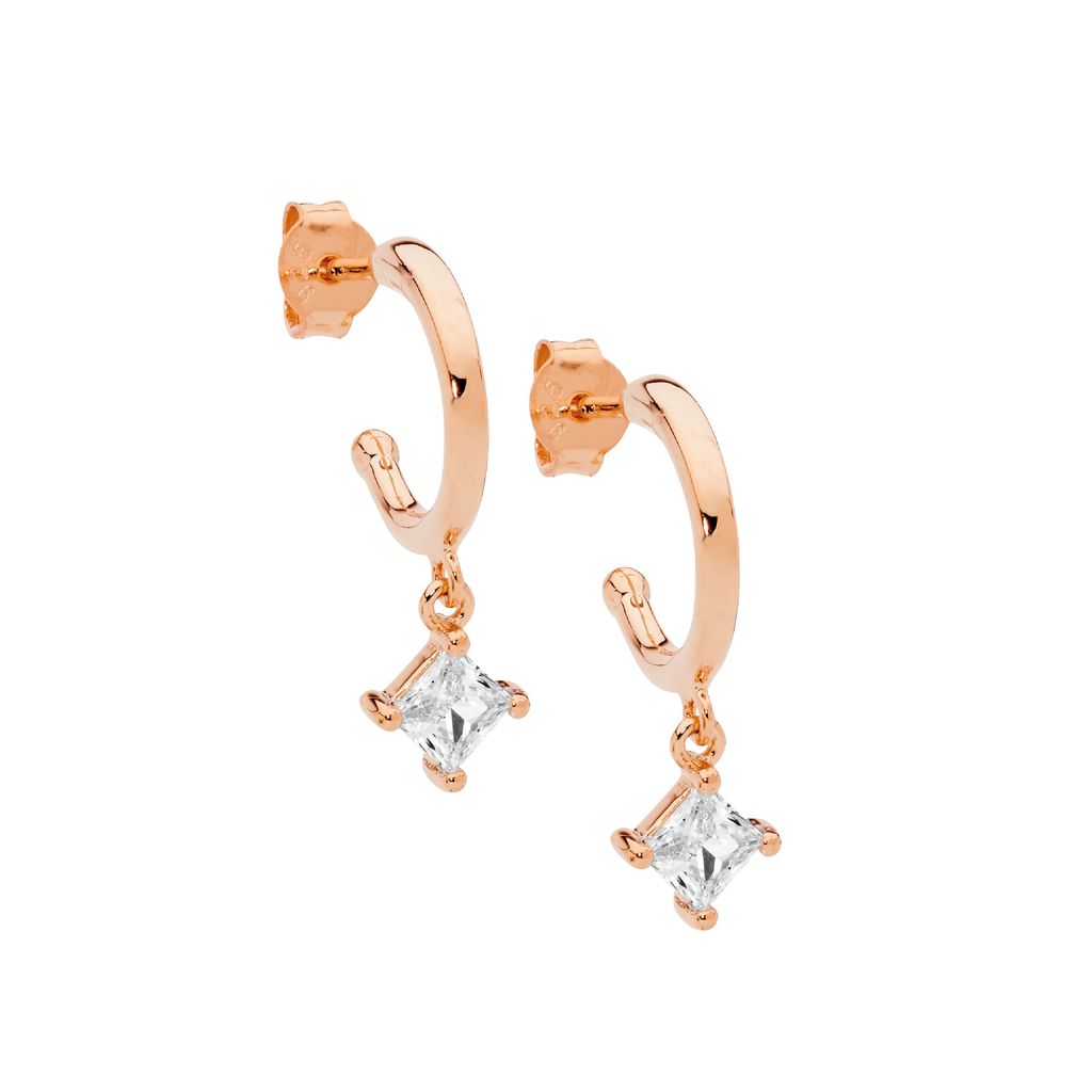 Ellani Hanging Gem Earring- rosetone