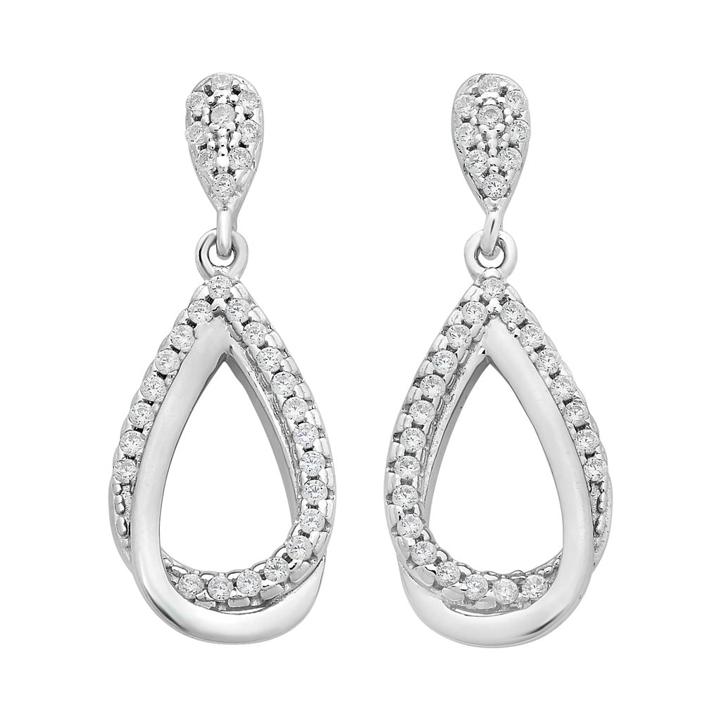 Sterling Silver Duo Drop Jewelled Earrings