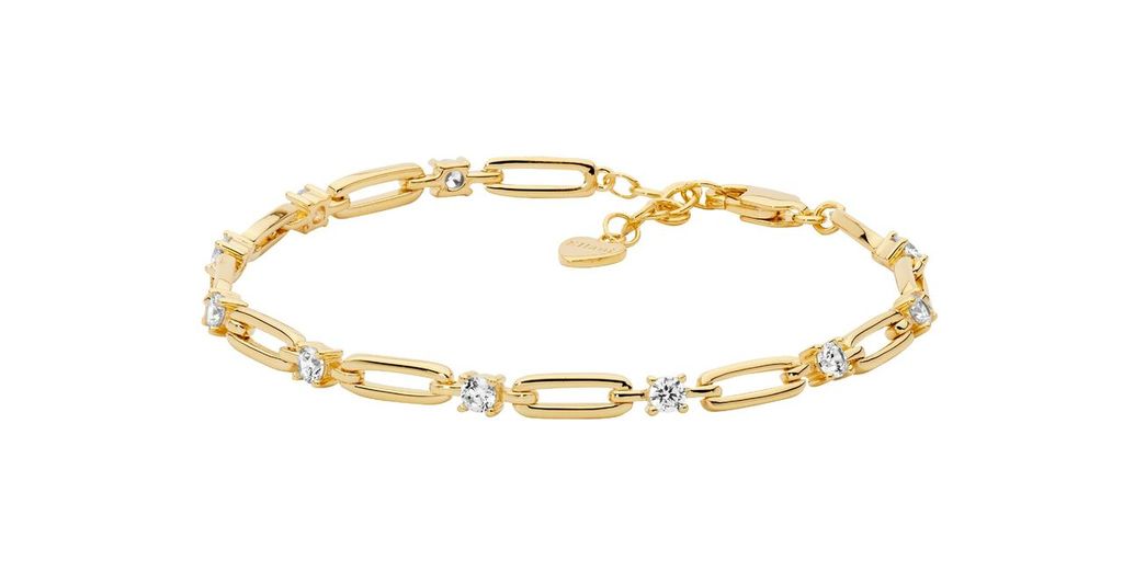 Open Oval Link Cubic Zirconia Bracelet gold tone