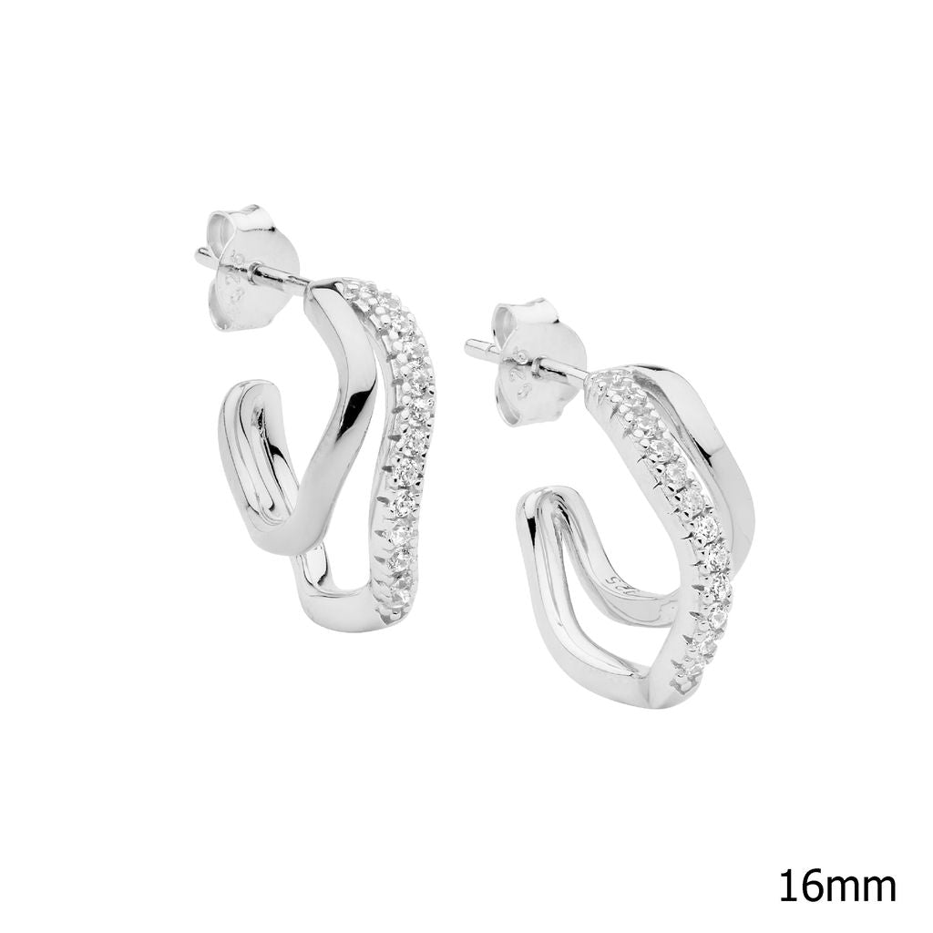 Ellani Wave Stud Hoop Earring