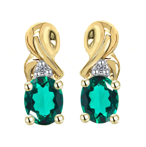 9K Emerald and Diamond Earrings