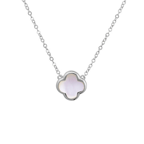 Silver Mother of Pearl Clover Necklace
