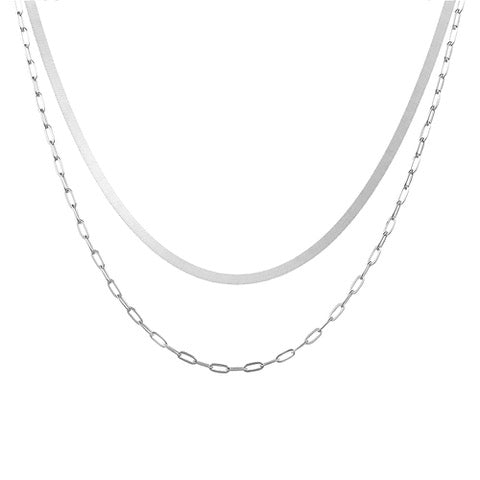 Silver Double chain Necklace